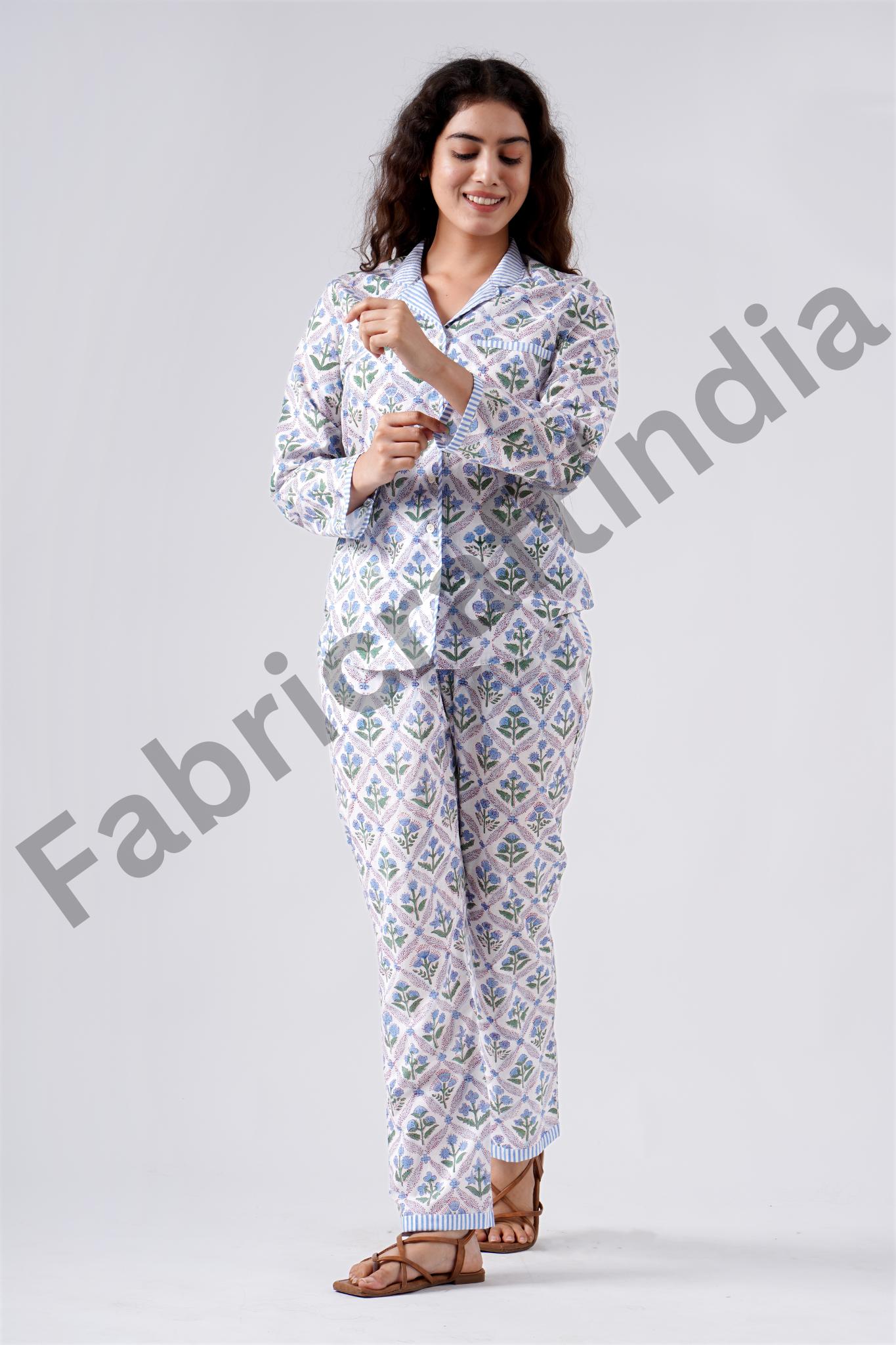 Yiulangde Women's Cute Monkey Print Pajama Set - 2 Piece Long Sleeve Button-Up Pjs