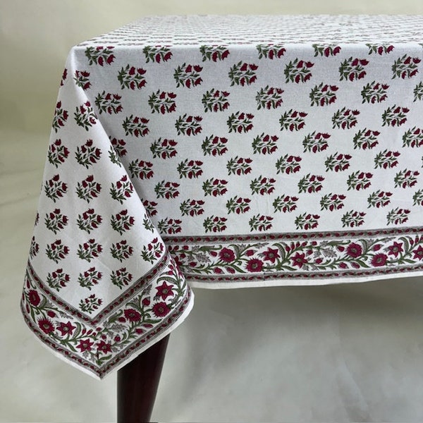 Nappe, confiture d'oranges, couleur verte et taupe, nappe indienne en coton à motifs floraux, dessus de table, nappe française, mariage à la maison