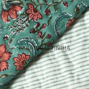 Comforter Quilt Hand Block Printed Cotton Cloth Quilted Throw Blanket Cover for Couch and Bed Lap Bedding Coverlet Oversized Quilt for Dorm