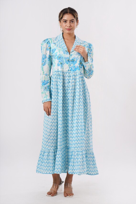 stylish and comfortable cotton dresses Pure Cotton Indian Print Boho Colourful Summer Earthy Elegant Comfy Daywear  Mom Outfit Dress | Summer Beach Travel Outfit Dress, Mom Gifts
