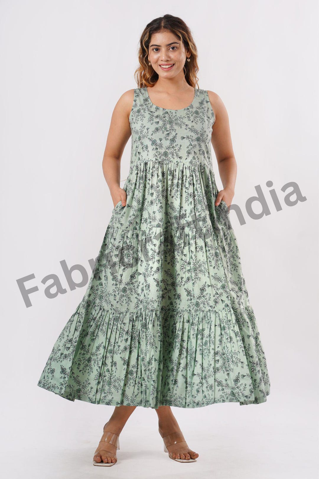 Pale Sage Print Maxi Dress main image 1