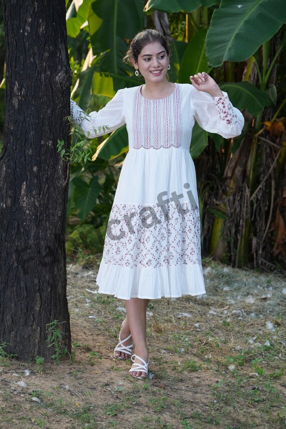white embroidered summer dress British Summer Embroidered Shirt Dress main image 1