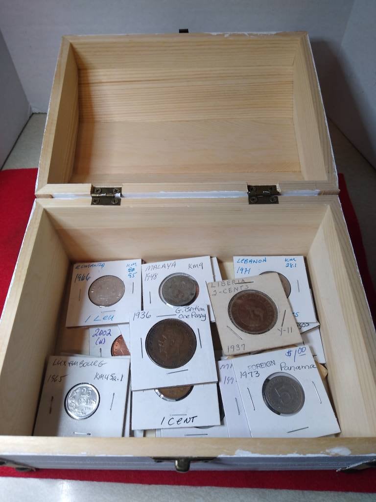 World Coins Mystery Treasure Box W/ 25 Coins With a Silver Etsy