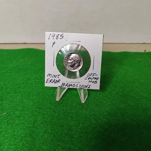 1985 P Roosevelt dime Mint Error Off Center hub Broadstrike