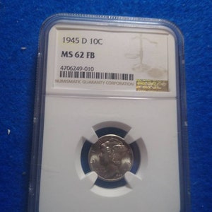 1945 D Mercury Dime MS 62 FB Full Bands