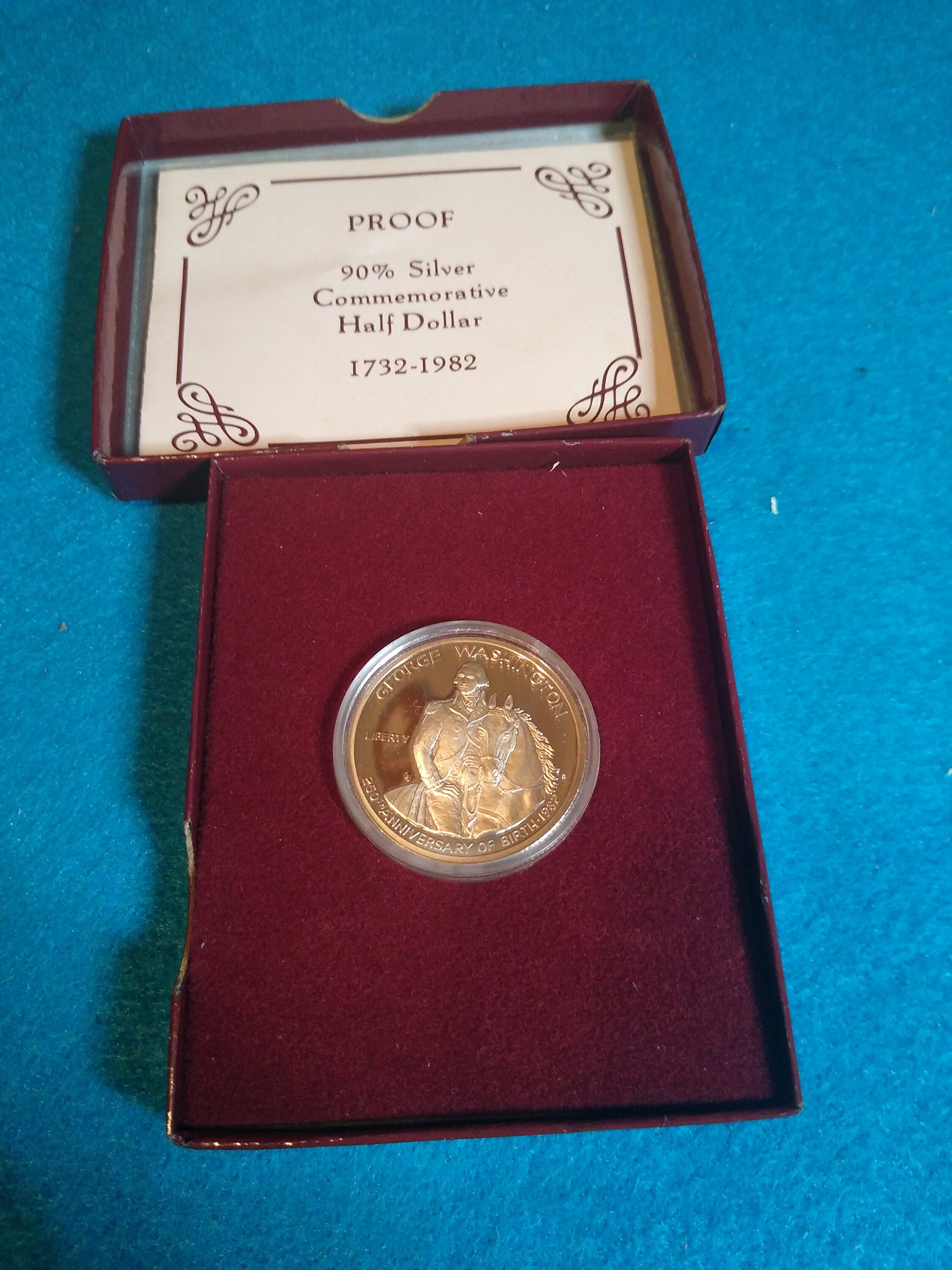 1982年 D-S ジョージ・ワシントン記念銀貨ハーフドル 90%銀 1982-D 50C