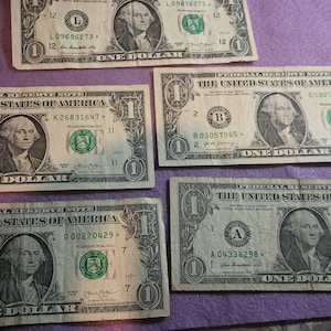 Star Note Federal Reserve Note One Dollar Lot of Four Notes