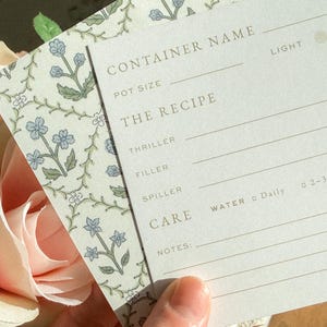 Floral Garden Recipe Cards | Container Planting Planner Set