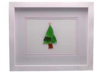 Christmas Tree Sea Glass Framed Art