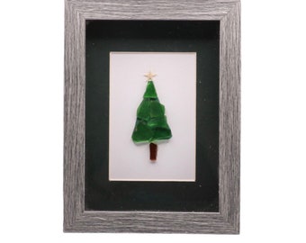 Christmas Tree Sea Glass Framed Art