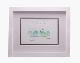 シーグラス・オルカ - シーグラスアート シャチ マットプリント - Etsy