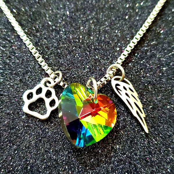 Rainbow Bridge Pet Memorial Necklace Pendant I Loss of Dog, Cat, Guinea Pig, Bunny, Hamster, Chinchilla, Ferret