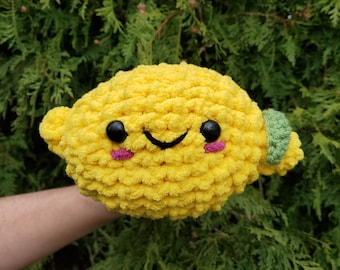 Crochet Lemon l Amigurumi, Kawaii Plushie, Handmade Lemon Fruit, Stuffed Lemon, Toy, Gift Idea, Stress Reliever