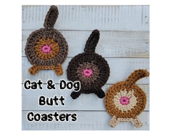 Cat and Dog Butthole Coasters/ Home Decor, Silly Gift Idea, Gag Gift, Pet Coasters, Pet Butt Coasters