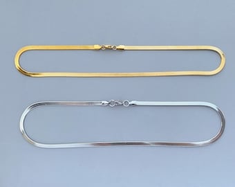 Fischgräten Gliederkette in Gold oder Silber 4mm -  Snake Necklace Damen Herren - Partner Geschenk