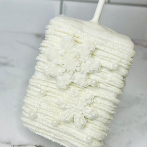 Snowflake Rice Krispy Treats: Winter White Party Favors (1 Dozen)