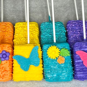 Encanto Rice Krispy Treats: Flower Butterfly Chocolate Covered Favors (1 Dozen)