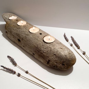 Driftwood candle holder, table centerpiece candles, rustic home decor, wooden candle holder, wooden tea light holder, driftwood candle