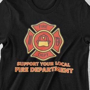 Women's Support Your Local Firefighters T-Shirt - Comfort Fit Casual Tee In Army Green, XL Size