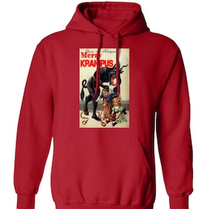 Fröhlicher Krampus Hoodie, Krampus Kapuzen Sweatshirt, Hässliches Krampus Shirt, Horror Weihnachtsgeschenk, Horror Weihnachtsgeschenk, Krampus Karten Shirt