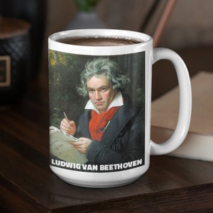 Beethoven Coffee Mug, Classic Music Composer Ludwig Van Beethoven Musical Genius German Musician Piano Drinkware Mug