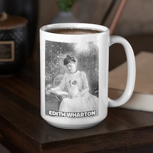 Edith Wharton Mug, Edith Wharton Writer Mug, Dog Lover Mug, Women Writers, Literary Gifts The Age Of Innocence