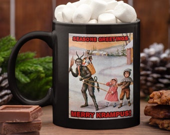 Merry Krampus Goth Christmas Horror Coffee Mug, Christmas Mug, Seasons Greetings Mug, Holiday Mug, Christmas Gift Mug, Horror Gift Mug