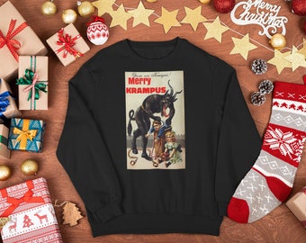 Merry Krampus Sweatshirt, Krampus, Horror Christmas Shirt, Evil Christmas, Bad Santa Shirt, Horror Christmas Gift, Horror Holiday Sweatshirt