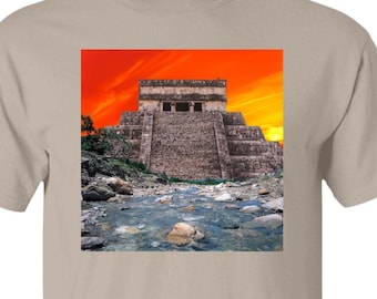 Chichen Itza Surreal Pyramid T-Shirt – Mexico Travel Tee with Artistic Collage Print