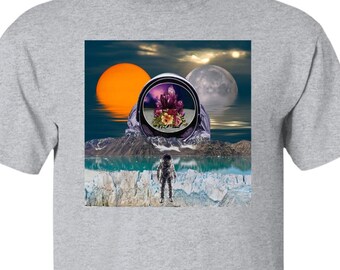 Surreal Landscape Astronaut T-shirt, Surrealism Collage Print Tshirt