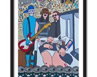 The Death Of GG Allin Punk Rock Art Print, Framed Artwork, Art About Addiction and Recovery