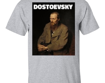 Fyodor Dostoevsky Russian Genius Writer T-shirt Crime and Punishment Brothers Karamazov Author Shirt  G500 5.3 oz. T-Shirt