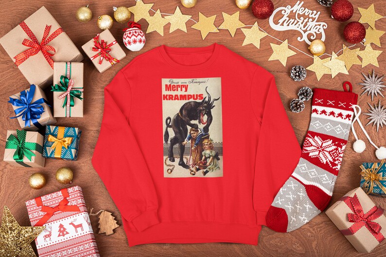 Merry Krampus Sweatshirt, Krampus, Horror Christmas Shirt, Evil Christmas, Bad Santa Shirt, Horror Christmas Gift, Horror Holiday Sweatshirt image 8