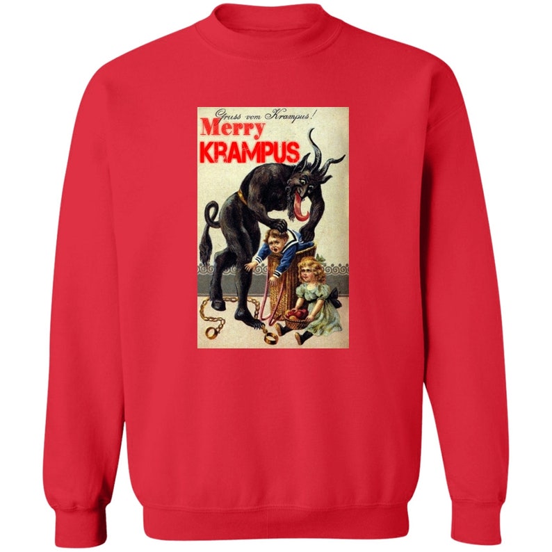 Merry Krampus Sweatshirt, Krampus, Horror Christmas Shirt, Evil Christmas, Bad Santa Shirt, Horror Christmas Gift, Horror Holiday Sweatshirt image 3