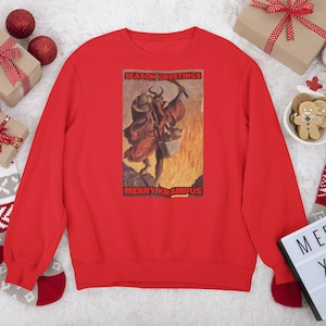 Seasons Greeting Merry Krampus Sweatshirt, Krampus shirt, Evil Christmas shirt, Bad Santa shirt, Merry Krampus, Christmas Horror Gift,