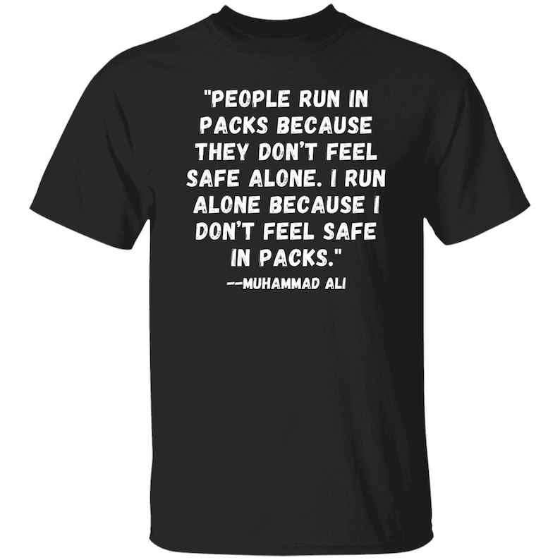 Camiseta con cita de Muhammad Ali. Camiseta motivacional para entrenar en el gimnasio Black