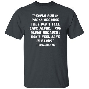 Camiseta con cita de Muhammad Ali. Camiseta motivacional para entrenar en el gimnasio Dark Heather