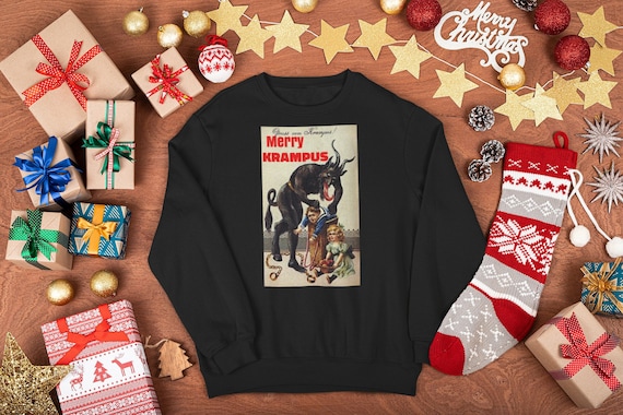 Merry Krampus Sweatshirt, Krampus, Horror Christmas Shirt, Evil Christmas, Bad Santa Shirt, Horror Christmas Gift, Horror Holiday Sweatshirt