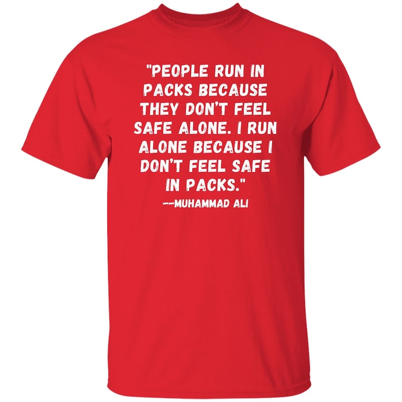 Camiseta con cita de Muhammad Ali. Camiseta motivacional para entrenar en el gimnasio Red