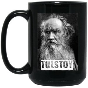 Russian Writer Leo Tolstoy Black Coffee Mug