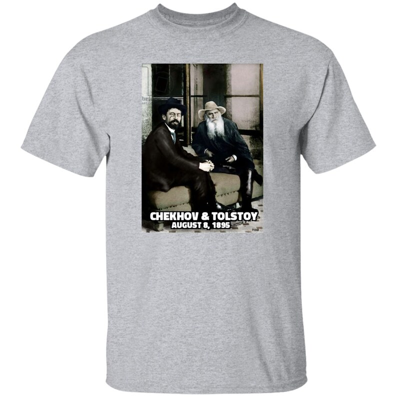 Anton Chekhov & Leo Tolstoy T-shirt, Tolstoy Shirt, Anton Checkhov T-shirt, Russian Literature shirt image 2