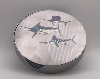 Round Stainless Steel Gamefish Coasters