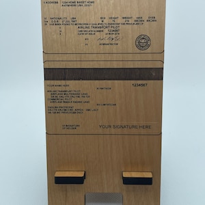 Pilot License Wood Cell Phone Desk Stand