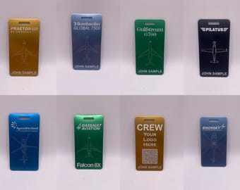 Flight Crew Custom Engraved Metal Luggage Tags (1 Pair)