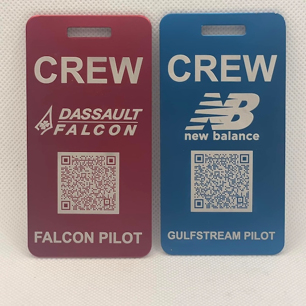Corporate/Charter Flight Crew Custom Engraved Metal Luggage Tags