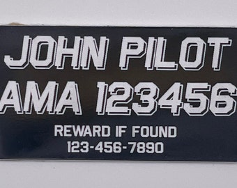 RC Aircraft AMA Name and Number Placards