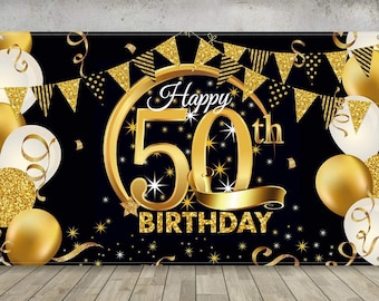 50th Birthday Party Decorations Supplies Large Happy 50th Birthday Decoration Banner 9.8x1.6ft Black and Gold Happy 50th Birthday Banner Sign 50th Birthday Party Decorations Supplies Large Happy 50th Birthday Decoration Banner 9.8x1.6ft Black and Gold Happy 50th Birthday Banner Sign
