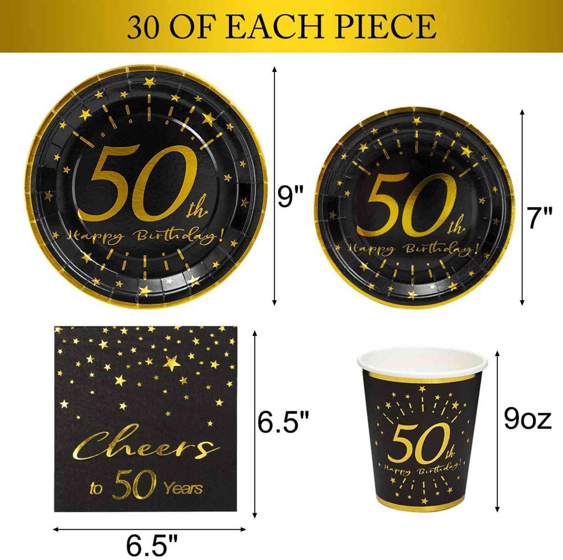 50th Birthday Plates and Napkins and Cups Sets Serves 30 Etsy