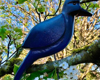 Hand Carved Wooden Bluejay Figurine