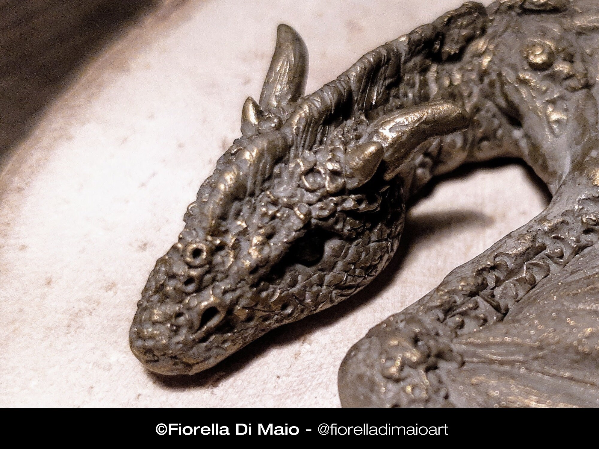 Ancient bronze dragon hand painted. Original art sculpture. Etsy